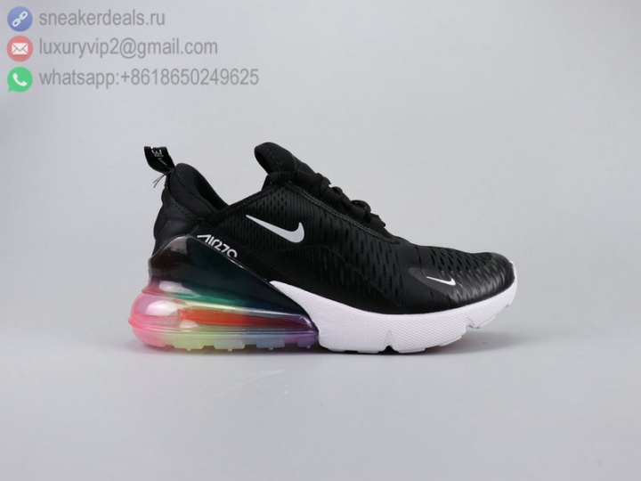 NIKE AIR MAX 270 FLYKNIT BLACK WHITE RAINBOW CLEAR UNISEX RUNNING SHOES